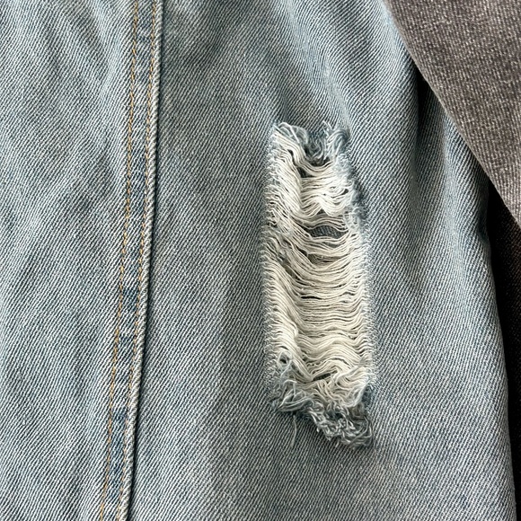 Upcycled POL Multi-Print Denim Jacket w/ Hand Pained Design - Picture 5 of 7